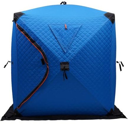 Tragbares Zelt zum Eisfischen Unterstand für Angler thermische Hütte zum Eisfischen 145 * 145 * 165cm Quadratisch Blau