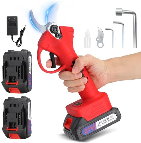Forbici Potatura a Batteria,Motore senza spazzole,4000mAh (2 pezzi) può Funzionare per 6-10 Ore, Forbici Potatura a Batteria con Diametro di Taglio di 10-30 mm è Adatto per Frutteto,Giardino,Fattoria