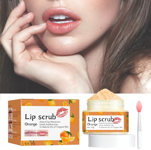 Gommage pour les Lèvres, Lip Scrub Exfoliant pour Les Lèvres Soins pour les Lèvres, Réparer et Diminuer les Rides des Lèvres pour Lèvres Gercées et Sèches (Orange)