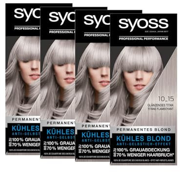 Syoss Color Haarfarbe 10_15 Glänzendes Titan (4x 115 ml), permanente Coloration für bis zu 10 Wochen Farbintensität und 70% weniger Haarbruch*