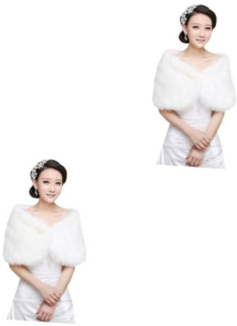 SAFIGLE 2stücke Perlenball Hochzeitsplüschschal Beige Eleganter Tippet Für Brautpartys Und Festliche Anlässe Warm Und Stilvoll Für Besondere Momente