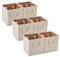 EZOWARE Set of 6 Fabric Bamboo Fabric Storage Basket Bins with Cotton Rope Handle, Foldable Organiser Cube for Nursery Baby Kids Room Home Shelving – 28x28x28 cm/Beige