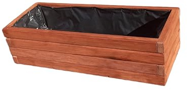 FKL DESIGN Home Deco Pflanzkasten Holz 80 cm – Blumenkasten Balkon & Terrasse, Pflanzkübel Flach Wetterfest, Kräuterbeet Garten (D2 Nuss)