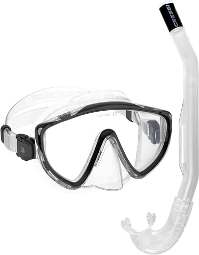 Cressi Tino & Island 2.0 Clear/Black - Combo Set Snorkeling Maschera Tino e Snorkel Island 2.0, Trasparente/Nero, Taglia Unica, Adulti