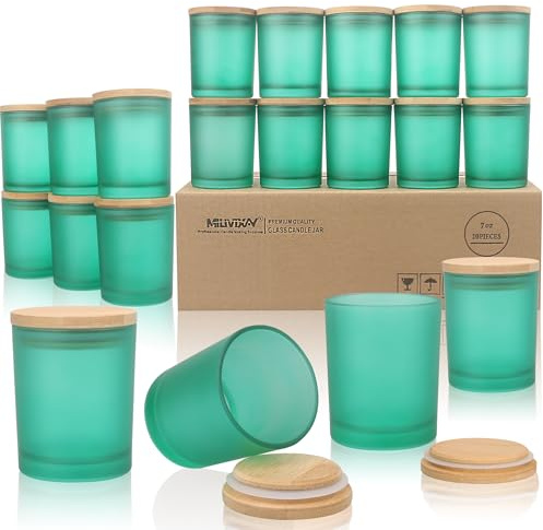 MILIVIXAY 20 Stück 200 ml mattgrüne, dicke Glas-Kerzengläser mit Deckel – leere Kerzengläser für die Herstellung von Kerzen – Gewürz-, Pulverbehälter