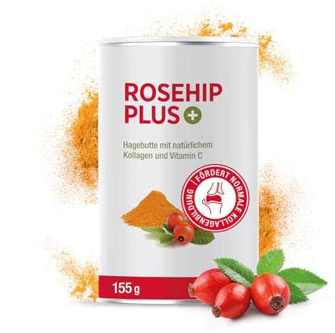 Bio Hagebuttenpulver + Kollagen-Peptide & natürlichem Vitamin C aus Hagebutten-Extrakt in Rohkostqualität | Kollagen Typ 2 | höchstdosiert für optimierte Kollagenbildung | reich an Galaktolipiden