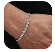 YADOCA Pulseras Hombre Pulsera de Plata de Ley 925 para Hombres Pulsera de Cadena de Eslabones Curvados Figaro Cubano 19/21 cm Joyería para Hombres Regalos para Papá Novio Esposo Hijo