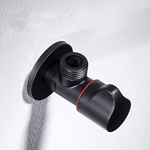 Eckventil Schwarzes Absperrventil 1/2 Zoll Waschbecken Messing Eckventil Schwarzes Ventil Messing G1/2 Zoll Schwarzes wandmontiertes Badezimmer-Küchenanschlussventil, Schwarz A (C (C(Black B)
