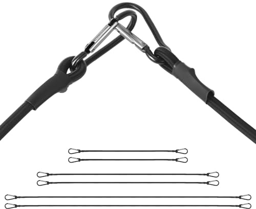 QWORK® Lot de 6 Tendeurs Élastiques avec Mousqueton - 60/100/150 cm - Cordes élastiques Multi-usages pour Bagages, Camping, bâches