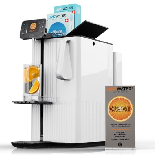 LANGWATER New Reverse Osmosis & Mineralization Water Filter Countertop - Instant Water Purifier adding Precise Minerals - Starterkit with 4-stage Filtration System & 2 Packs Minerals - Orange