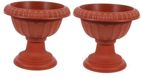 Garneck 2pcs Classic Roman Column Planter Pots Decorative Urn Vases Vintage Garden Decor Outdoor Flower Pots