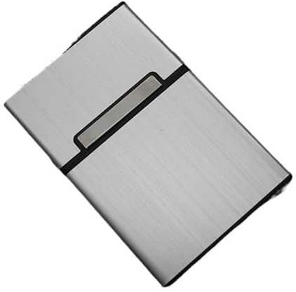 QWWQYDY Visitenkartenbox Visitenkartenhalter aus Aluminiumlegierung, Metall-Plastikbox, Magnetknopf, Visitenkarten-Aufbewahrungsbehälter(Silver)