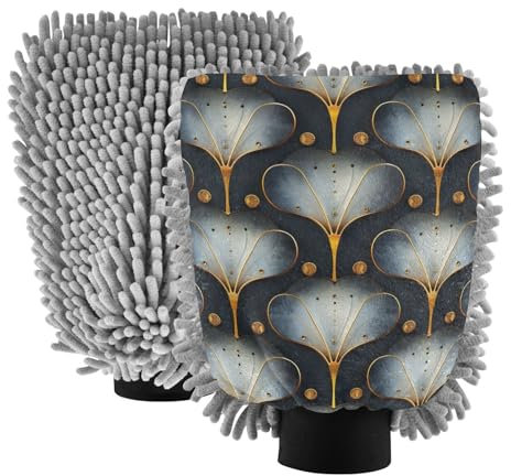 miaozhen Guanto di lavaggio auto bianco e nero cipresso modello oro dettagli guanto di pulizia antigraffio luvas para limpeza