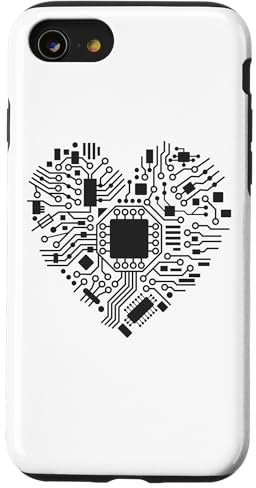 Carte mère puce circuit informatique coeur graphique Coque pour iPhone SE (2020) / 7 / 8