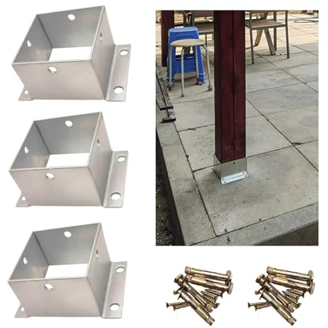Stainless Steel Post Base 1 or 4 Pack Flange Anchor Bracket with Screws for Deck Railing Outdoor Pavilion Fence Support Durable Wooden Post Holder