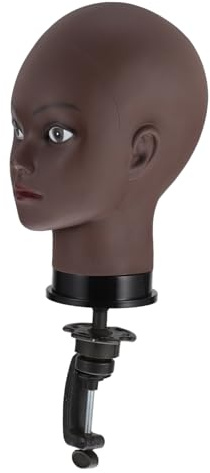 Healeved Mannequin Chauve pour Perruques Modèle Femelle avec Support Pratique pour Formation et Affichage de Maquillage Lunettes et Chapeaux