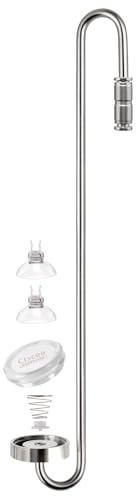 Clscea Aquarium CO2 Edelstahl Diffuser, S-Haken CO2 Zerstäuber mit eingebautem Rückschlagventil und austauschbarer Scheibe für Aquarium Pflanzentank, 40 cm (L)