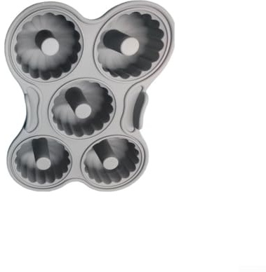 Friggitrice ad aria in silicone per ciambelle, vassoio antiaderente riutilizzabile a 5 cavità, resistente al calore per uso alimentare, facile da pulire, con manico, per ciambelle, muffin, cupcake