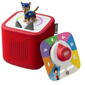 tonies Starterset Toniebox 2 Rot – Play Set Paw Patrol Chase, Audioplayer für Kinder mit Hörfigur, Nachtlicht-Funktion & Sonnenaufgangswecker, ab 3 Jahren