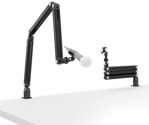 3-Fold Microphone Stand Suspension Arm For Lightweight Microphones, Rotatable Microphone Arm, Can Store Desktop Microphone Stand, Suitable For 3lb, With Installation Clip, Used For Podcasts, Games