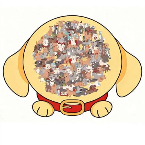 135-Piece Colored Dog Shaped Wooden Jigsaw Puzzle - Dogs Shaped Wooden Puzzles,Unique Animal Shape WoodenPuzzle,Cute Dogs Creative Gifts for Dog Lovers, Relaxing Puzzle & Home Decor