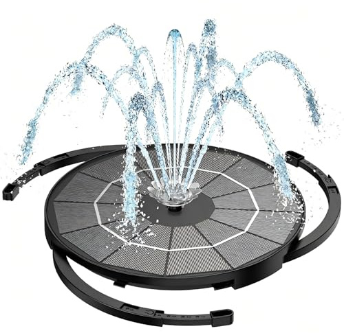 AISITIN Upgraded 3.5W Round Solar Water Fountain with Built-in 1200mAh Battery, Split Design, 12 Nozzles EVA Foam 1m Cable for Bird Bath, Garden, Pond, Pool