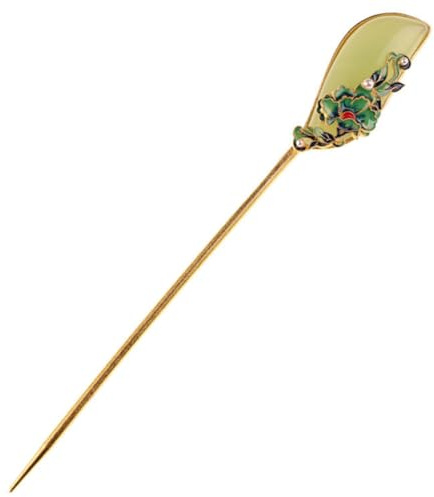 HAPINARY Vintage Chinese Flower Hair Stick Peony Hair Bun Pin with Gold Blue Flame Inlay for Women for Updo
