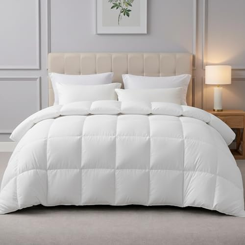 Gallant Global Feels Like Down Duvet - Hollowfiber Filling Ultra Soft Noisless All-Year Round Quilt for Summer, Autumn & Winter with Corner Tabs, Box Stitched Quilt (10.5 TOG (WHITE), Double)