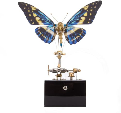 3D Metall Puzzle Schmetterling, Metall Schmetterling DIY Modell Bausatz mit Musikwerk und Beweglichen Flügeln, Kreative Tischdekoration für Erwachsene & Jugendliche (über 300 Teile/Blau)
