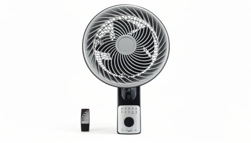 M MI DEKOR Ventilador de Pared Aestus 75W Negro/Gris – 3 Velocidades, 5 Aspas, con Mando a Distancia, Temporizador, Fijo y Rotatorio, Cabezal Orientable, Alta Velocidad – Interior, MD2570