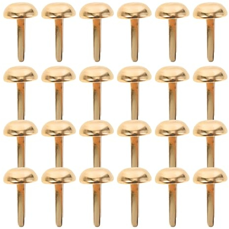 Homoyoyo 100 Stück Metall Brads Pilzform Goldene Kleiner Stiftnieten 10mm Runde Stecknadeln für Scrapbooking Bastelmaterial