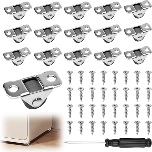 NETFLO 16 Stück Mini Möbelrollen 12mm Kleine Möbelrollen mit 32 Schrauben | Gummi Klein Rollen für Mini Möbel Schubladen Aufbewahrungsboxen Aufbewahrungskisten Mülleimer