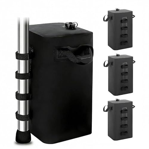 4 Stück Pavillon Sandsäcke Gewichtstaschen Beingewichte für Pavillonstandfüße Beschwerungssäcke Gewichte mit Wasser Befüllbar für Pavillon Festzelte Gartenzelt (Schwarz, 25L)