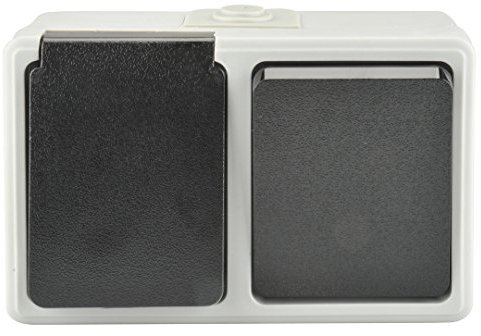 Unitec 46246L Interruptor de A/W y Toma de Corriente, Gris Oscuro