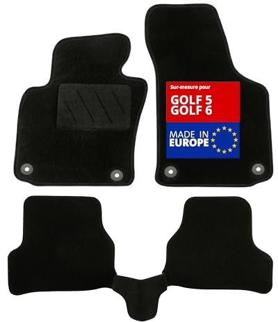 DBS - Tapis de Sol Voiture - sur Mesure - Adapté à Votre Volkswagen Golf 5 / Golf 6 (11/2003-11/2012) Antidérapant : Clips de Fixation et Autogrip - 3 pièces : Protection du Pont arrière - Moquette