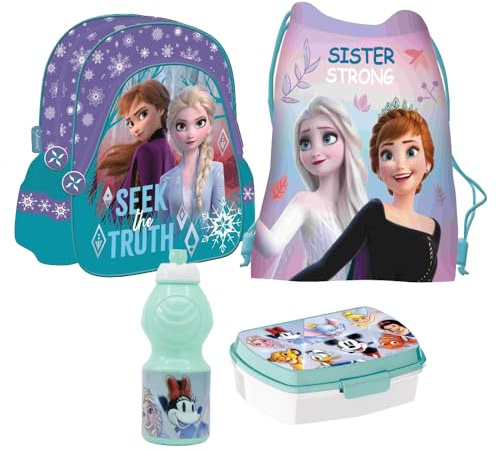 Frozen Eiskönigin Elsa Olaf grün 4 Teile Set Rucksack Tasche Kindergarten Kindergartenrucksack mit Sticker-von-Kids4shop