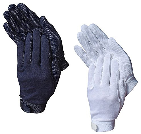 netproshop Damen Reithandschuhe mit Grip Baumwolle, Groesse:M, Farbe:Weiss