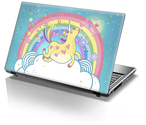 TaylorHe Folie Sticker Skin Vinyl Aufkleber mit bunten Mustern für 15 Zoll 15,6 Zoll (38cm x 25,5cm) Laptop Skin Nettes Regenbogen-Einhorn