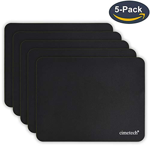 cimetech Comfortable Mouse Pad Gaming Surface Superfine Fiber Smooth Silk Sensors Wipe Washable for Laptop Computer (Normal 5PCS, Black)