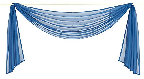 Nicole Knupfer 1er-Pack Querbehang Transparente Voile Schals Deko Einfarbige Gardinen Dekoschals Vorhang für Schlafzimmer Wohnzimmer Hochzeit (TV Blau,140 * 300cm)