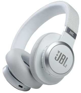 JBL Live 660 NC Wireless Over-Ear Bluetooth Headphones with Active Noise-Cancelling Technology, Up to 50 Hours Battery Life, White