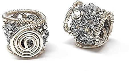 Dreadperlen 12 Silber Metallic Spirale 2 Stück Dreadschmuck Haarschmuck für Dreadlocks, Braids und Hochsteckfrisuren