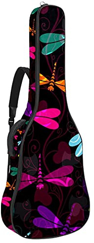 Gitarrentasche Bunte Libelle Akustikgitarren Taschen 40 41 Zoll wasserdichte Guitar Bag 10mm Gepolsterte für Konzertgitarren klassische Gitarre elektrische Gitarren 109x43x12cm