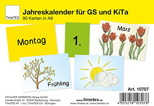TimeTEX Jahreskalender für Grundschule und Kita - 90 Karten A6 zum individuellen Zusammenlegen - 10707