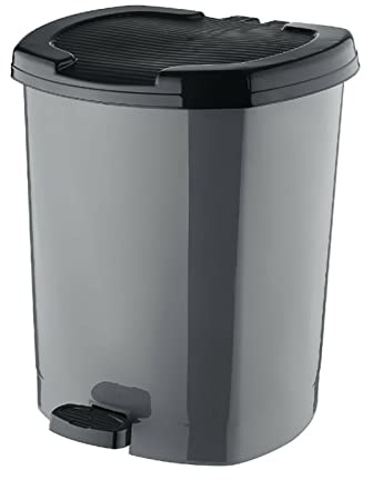 Pedal Bin Kitchen Bathroom Toilet Rubbish Dustbin Plastic (13L, Grey)