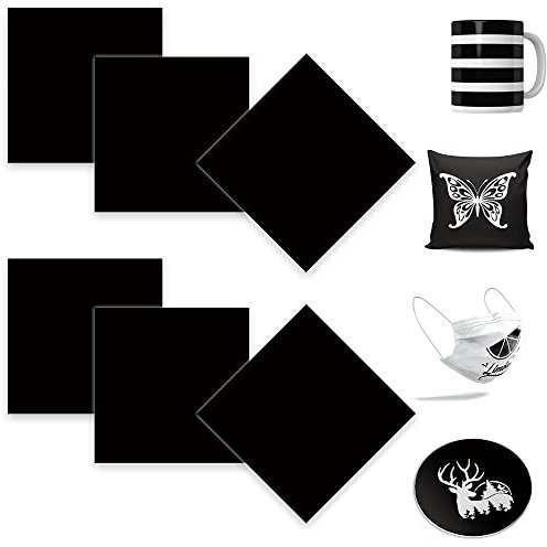 LUCKIGUCK Einfarbig Infusible Transfer Ink Sheets 6 Stück/Set, Unschmelzbare Transfer-Tintenblätter 30.5 x 30.5 cm Solid Color, Farb- und Mustertransferfolie (SCHWARZ)