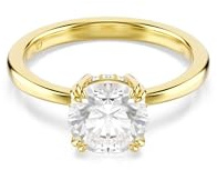 Swarovski Anillo de Cóctel Stilla, Zirconia y Cristales en Engaste de Garra Doble y Pavé, Talla Redonda y Talla Princesa, Colección Stilla, Baño en Tono Oro, Blanco