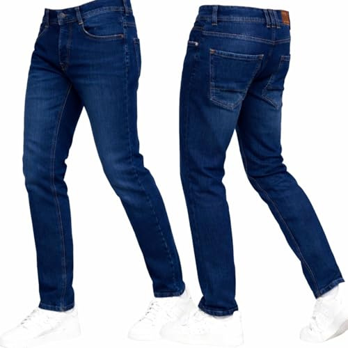 Crosshatch Stretch Slim Fit Jeans Mens Denim Designer Trousers Pants Dark Wash 32W X 32L