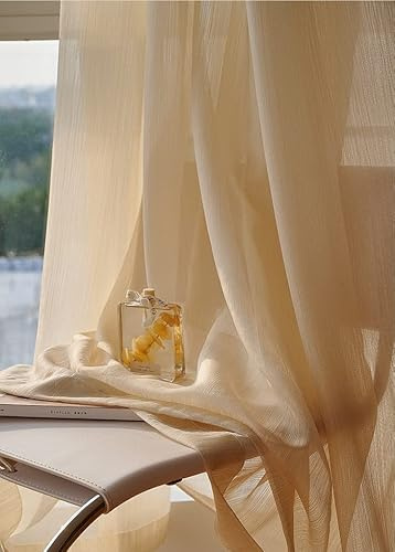 Lactraum Vorhang Wohnzimmer Luxus vergoldete Gardine Voile Gold H245 x B300 cm mit Kräuselband