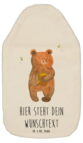 Mr. & Mrs. Panda Personalisierte Wärmflasche Bär Honig - Weiß